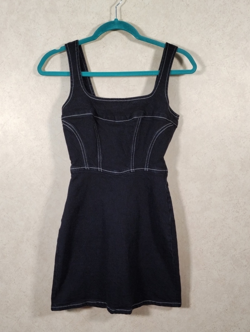 J157 Reformation Jeans Black Davies Bustier Denim Mini Dress 0